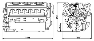 габаритные размеры двигателя В-46-6 МС
